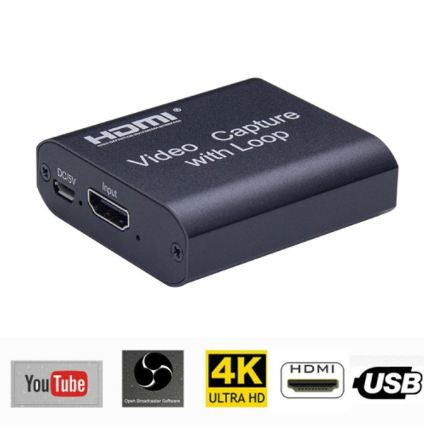 USB 2.0 to HDMI 4K HD Video Capture with Loop (Black)