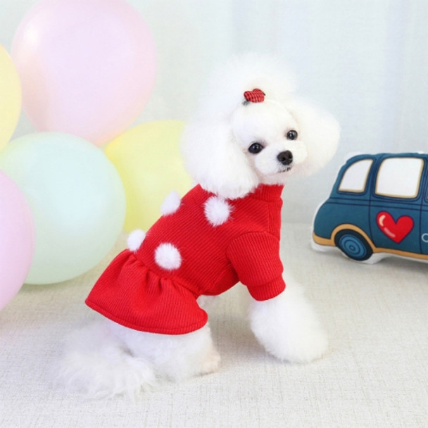 Pet Dog Skirt Pomeranian Bichon Wool Skirt Dog Warm Skirt, Size: S(Red)