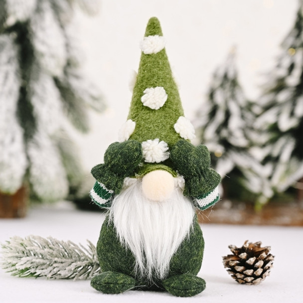 3 PCS Christmas Decoration Snowflake Hat Covered Eye Doll Forest Elderly Decoration Small Doll(Green)