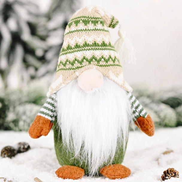 3 PCS Christmas Decorations Knitted Non-Woven Fabric Standing Faceless Doll Santa Claus Decoration(Striped Hat)