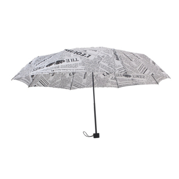 Automatic Retro British Newspaper Umbrella Vinyl Sunscreen Folding Umbrella, Style:Manual(White)