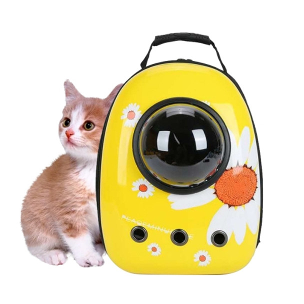 12-hole Breathable Transparent Go Out Portable Space Capsule Pet Carrier Backpack( Yellow Chrysanthemum)