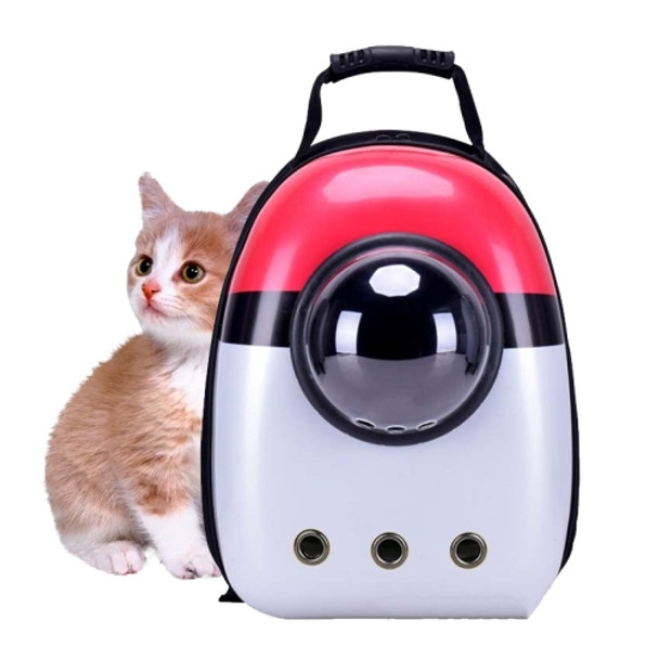 12-hole Breathable Transparent Go Out Portable Space Capsule Pet Carrier Backpack(White Red Bag)