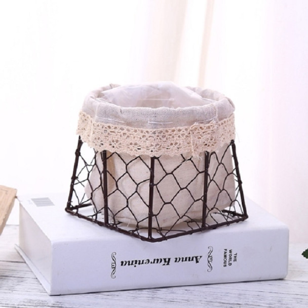 Grass Willow Wire Cattail Succulent Small Flower Basket Hand Woven Flower Basket, Style:F