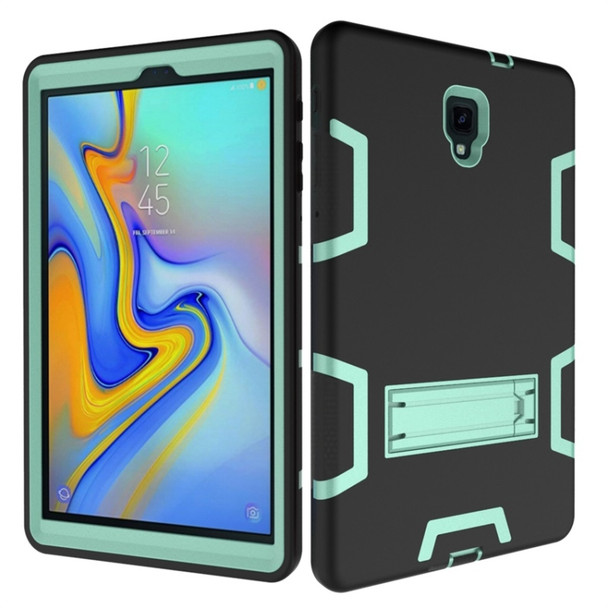 For Samsung Galaxy Tab A 10.5 T590 Shockproof PC + Silicone Protective Case，with Holder(Black Mint Green)