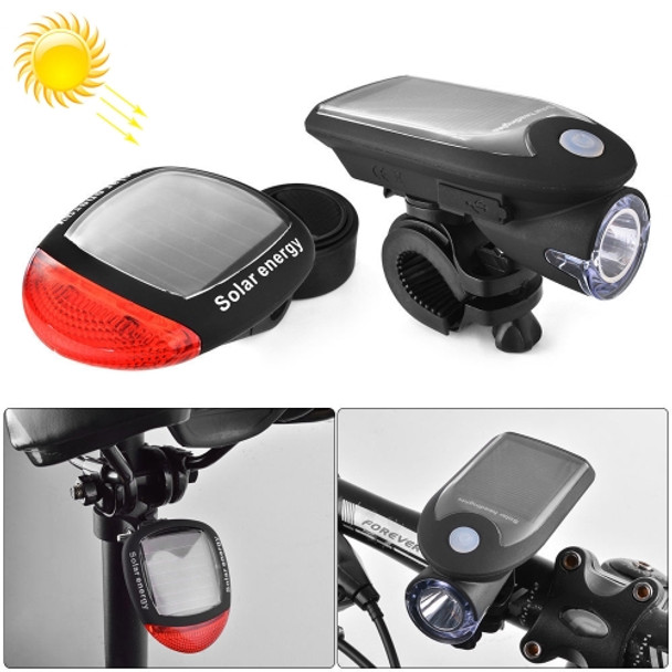 2 PCS 3W 240LM USB Solar Energy Motorcycle / Bicycle Light Set, Front Light+Back Light(Black)