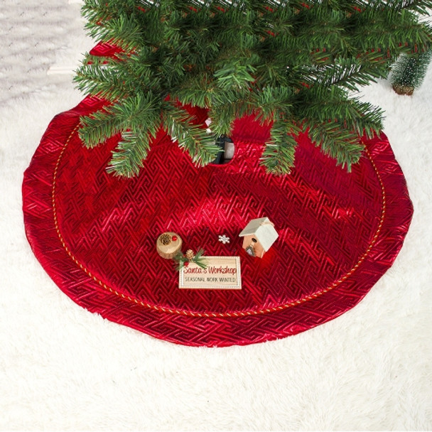 2 PCS Christmas Double Plaid Velvet Christmas Tree Bottom Ornament Christmas Tree Skirt(Pattern )