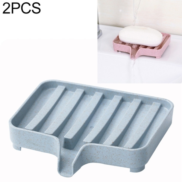 2 PCS Plastic Soap Dish Storage Box(Blue)