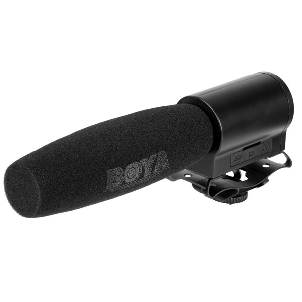 BOYA BY-DMR7 Shotgun Condenser Broadcast Microphone with LCD Display & Integrated Flash Recorder for Canon / Nikon / Sony DSLR Cameras and Video Cameras(Black)