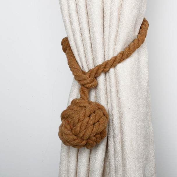 CK15 4 PCS Free Installation Cotton Rope Single Ball Hanging Ball Curtain Strap Curtain Buckle(Light Coffee)