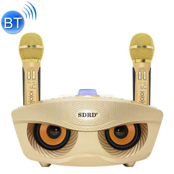 SD-306 2 in 1 Family KTV Portable Wireless Live Dual Microphone + Bluetooth Speaker(Gold)