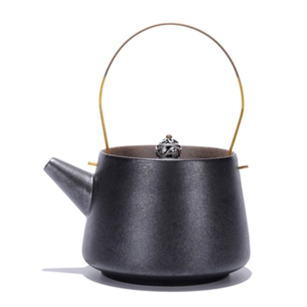 Creative Metal Glaze Lifting Beam Retro Heat-resistant Bubble Teapot, Color:Black(S: 11x9.5x8.5cm)