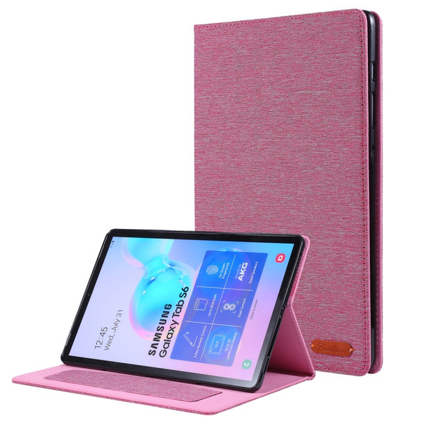 For Galaxy Tab S6 / T860 / T865 Cloth Teature Horizontal Flip PU Leather Case with with Holder & Card Slots & Pen Slot(Rose Red)