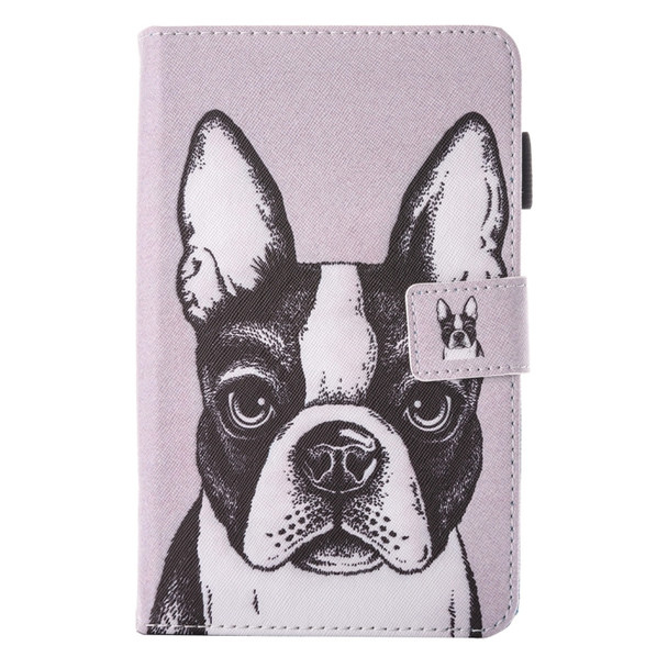 For Galaxy Tab E 8.0 / T377 Lovely Cartoon Bulldog Pattern Horizontal Flip Leather Case with Holder & Card Slots & Pen Slot