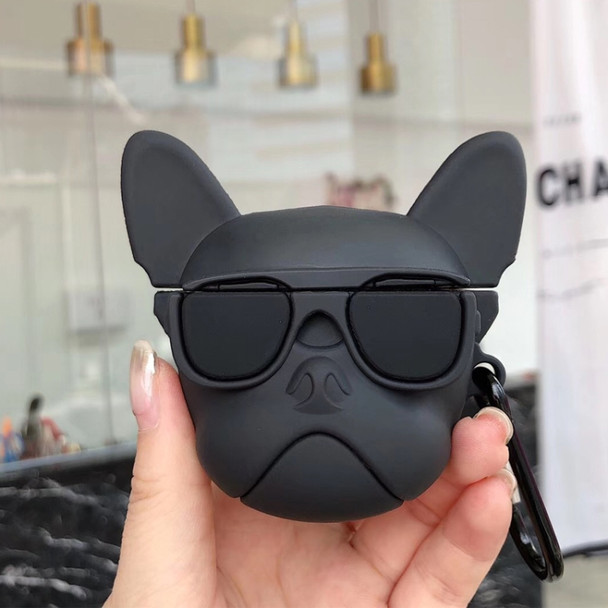 Lovely Puppy Wireless Earphones Shockproof Silicone Protective Case for Apple AirPods Pro 3(Black)