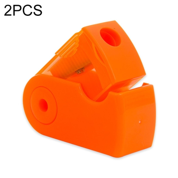 2 PCS Manual Push Pull Pencil Sharpener Single Hole Double Hole Multi-functional Office Stationery(Single  orange)