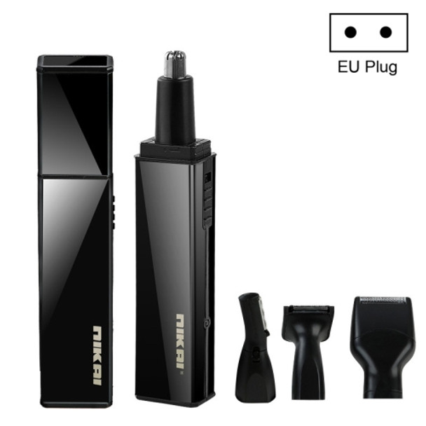 Multi-function Electric Nose Hair Trimmer 4 In 1 Mini Shaver Earlock Eyebrow Trimming Set, EU Plug (Black)