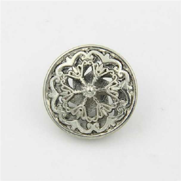 Silver 100 PCS Hollow Flower Shape Metal Button Clothing Accessories, Diameter:22mm