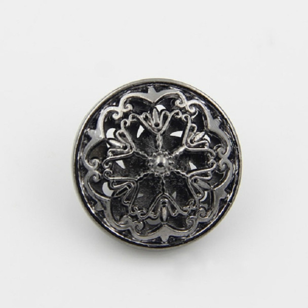 Black 100 PCS Hollow Flower Shape Metal Button Clothing Accessories, Diameter:25mm