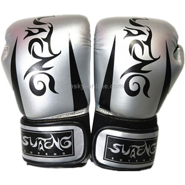 SUTENG Pearl Light Loaded PU Leather Fitness Boxing Gloves for Adults(Silver)