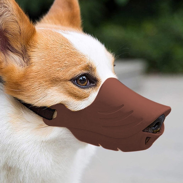 Dog Muzzle Cover Tedike Fund Fur Dog Muzzle Cover Anti-Bite Mouth Cover Silicone Supplies, Specification: M(Brown)