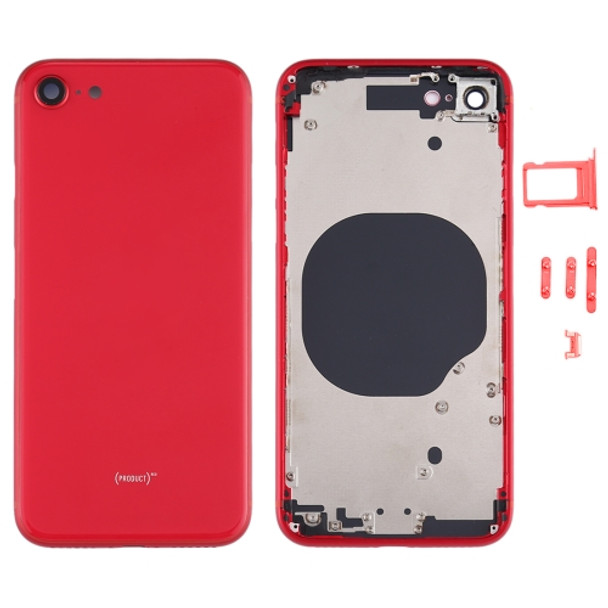 Battery Back Cover with Camera Lens Cover & SIM Card Tray & Side keys for iPhone SE 2020(Red)