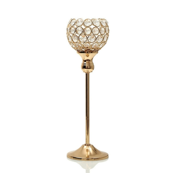 Creative Single Head Gold Crystal Candlestick Decoration Hotel Decoration Candle Holder Creative Crafts, Size:38cm