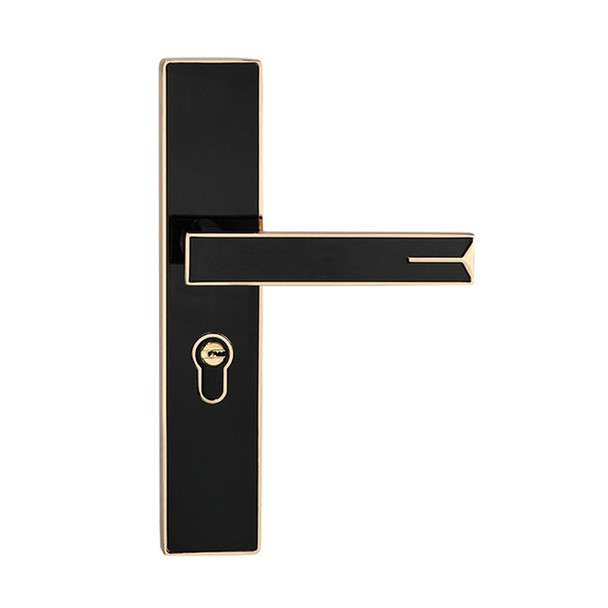 Mute Strong Magnetic Aluminum Alloy Interior Door Lock Door Bedroom Hardware Handle Lock, Color:Black Gold Small 50 Lock Body