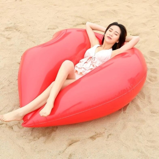 Inflatable Lips Shape Floating Row Water Toy Adult Swimming Ring Inflatable Bed(Red)