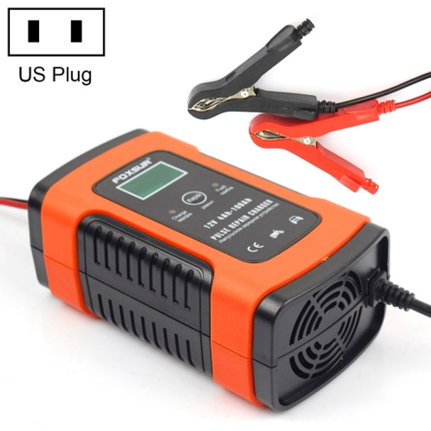 FOXSUR 12V 6A Intelligent Universal Battery Charger for Car Motorcycle, Length: 55cm, US Plug(Red)