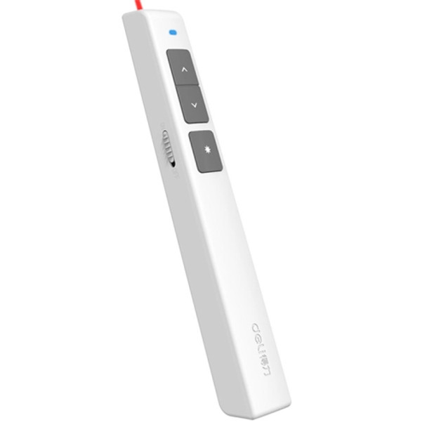 Deli 2.4GHz Laser Page Turning Pen Rechargeable Speech Projector Pen, Model: 2802L (White)
