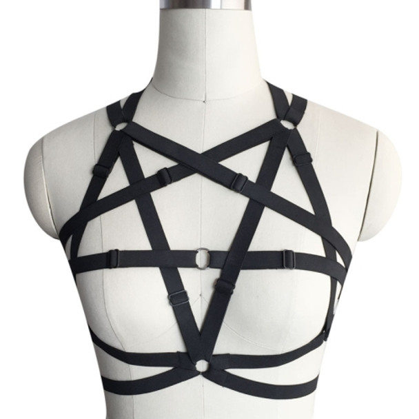Five-Pointed Star Elastic Underwear Female Hollow Bundle Seamless Pajamas, Size: One Size Adjustable(Black)