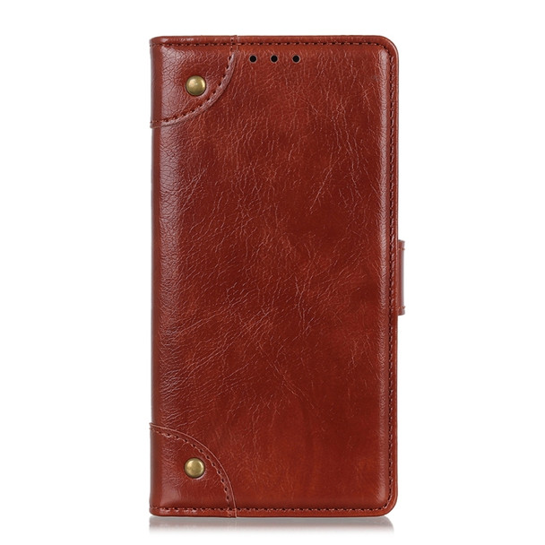 For Alcatel 3X Copper Buckle Nappa Texture Horizontal Flip Leather Case with Holder & Card Slots & Wallet(Brown)