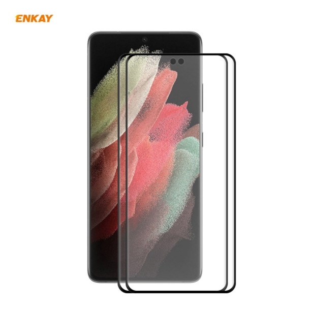 2 PCS For Samsung Galaxy S21 Ultra 5G ENKAY Hat-Prince 3D Full Screen PET Curved Hot Bending HD Screen Protector Soft Film(Black)