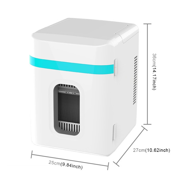 10L Mini Refrigerator Car Home Dual-use Small Dormitory Refrigerator, CN Plug(White Blue)