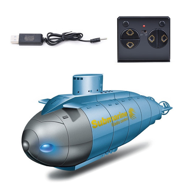 Children 2.4G Electric Six-Way Mini Submarine Model Boy Playing In Water Remote Control Boat Nuclear Submarine(Blue)