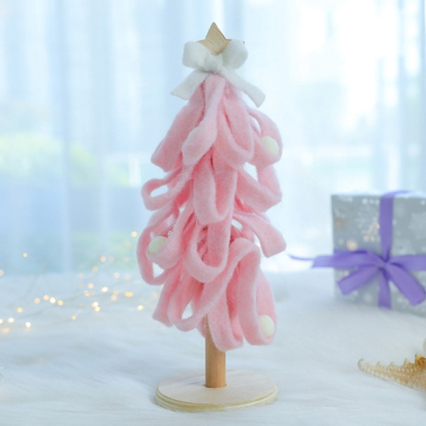 Wool Felt Christmas Tree Desktop Christmas Decoration Photo Props(Pink )