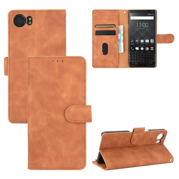 For BlackBerry Keyone Solid Color Skin Feel Magnetic Buckle Horizontal Flip Calf Texture PU Leather Case with Holder & Card Slots & Wallet(Brown)