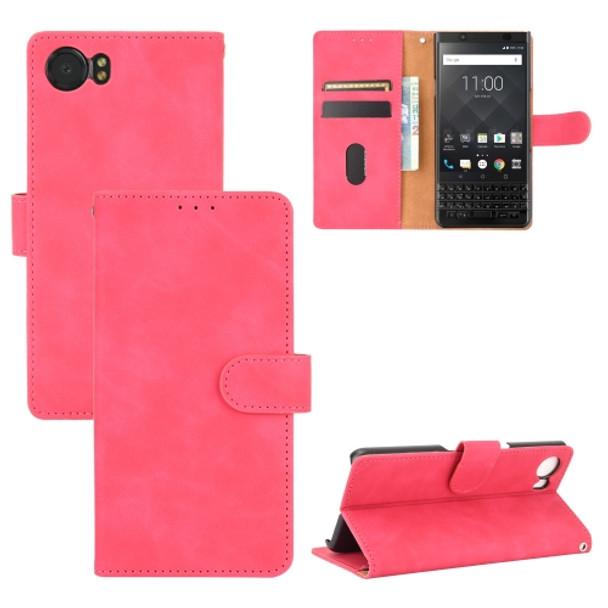 For BlackBerry Keyone Solid Color Skin Feel Magnetic Buckle Horizontal Flip Calf Texture PU Leather Case with Holder & Card Slots & Wallet(Rose Red)