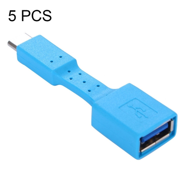 5 PCS USB-C / Type-C Male to USB 3.0 Female OTG Adapter (Blue)