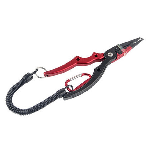 Aluminum Alloy Fishing Pliers Curved Handle Rod Clamp(Red and Black)