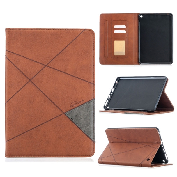 For Amazon Kindle Fire HD8 (2020) Rhombus Texture Horizontal Flip Magnetic Leather Case with Holder & Card Slots(Brown)