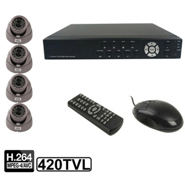 4-CH Embedded Digital Video Recorder Kit (1 / 3 Sharp CCD, 420TVL, 24 x IR LED, 6mm Lens, IR Distance: 25m, H.264 (8204EV+622A)