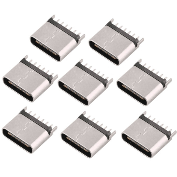 10 PCS USB Type-C Vertical Female Socket 180 Degree Straight Plug