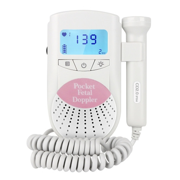 FD-100 Digital Fetal Doppler Ultrasound Sound Baby Heartbeat Detector Monitor LED Digital Prenatal Pocket Fetal Doppler Stethoscope (Pink)