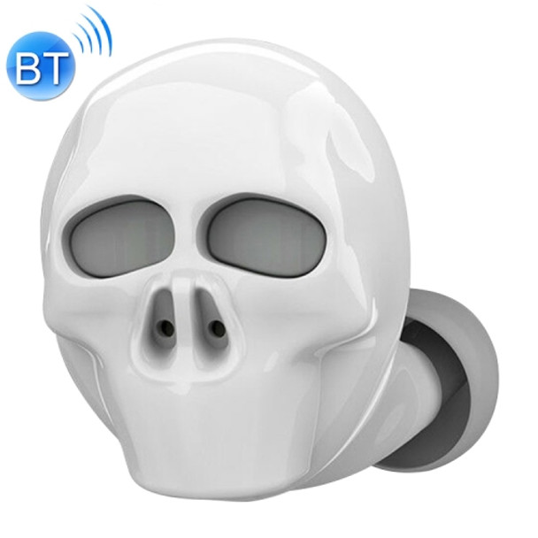 SK20 Wireless Cool Skull Bone Bluetooth Earphone with Mic Noise Cancelling Hi-Fi Bass Stereo Ultra Mini Earbuds Handsfree Earpiece(White)