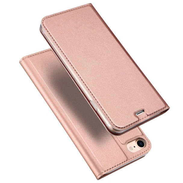 DUX DUCIS Skin Pro Series Horizontal Flip PU + TPU Leather Case for iPhone 8 & 7, with Holder & Card Slots (Rose Gold)