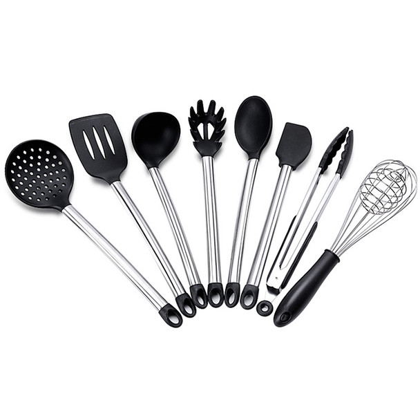 kn430 8 in 1 Silicone + Stainless Steel Kitchen Tools Set