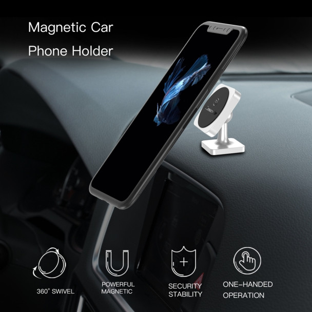 CaseMe Universal Stand Paste Type 360 Degree Rotation Magnetic Car Mount Phone Holder, For iPhone, Galaxy, Sony, Lenovo, HTC, Huawei, and other Smartphones (Silver)