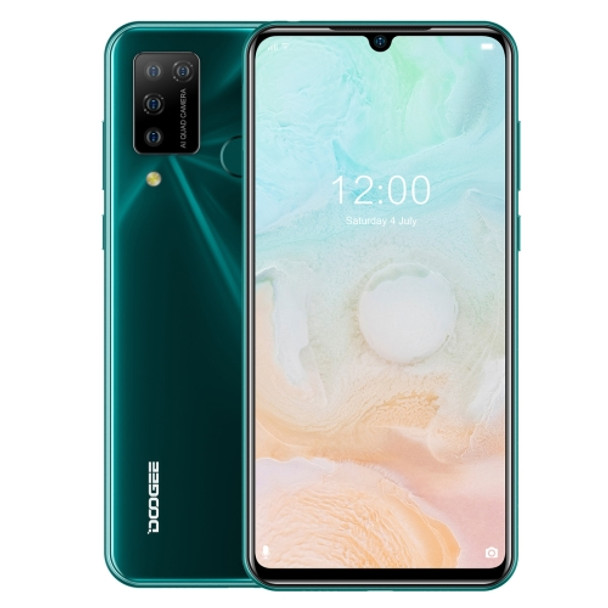 [HK Warehouse] DOOGEE N20 Pro, 6GB+128GB, Quad Back Cameras, Fingerprint Identification, 4400mAh Battery, 6.3 inch Waterdrop Notch Screen Android 10.0 MTK6771V/CA Helio P60 Octa Core up to 2.0GHz, Network: 4G, Dual SIM(Green)